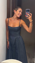 Denim Corset midi φόρεμα