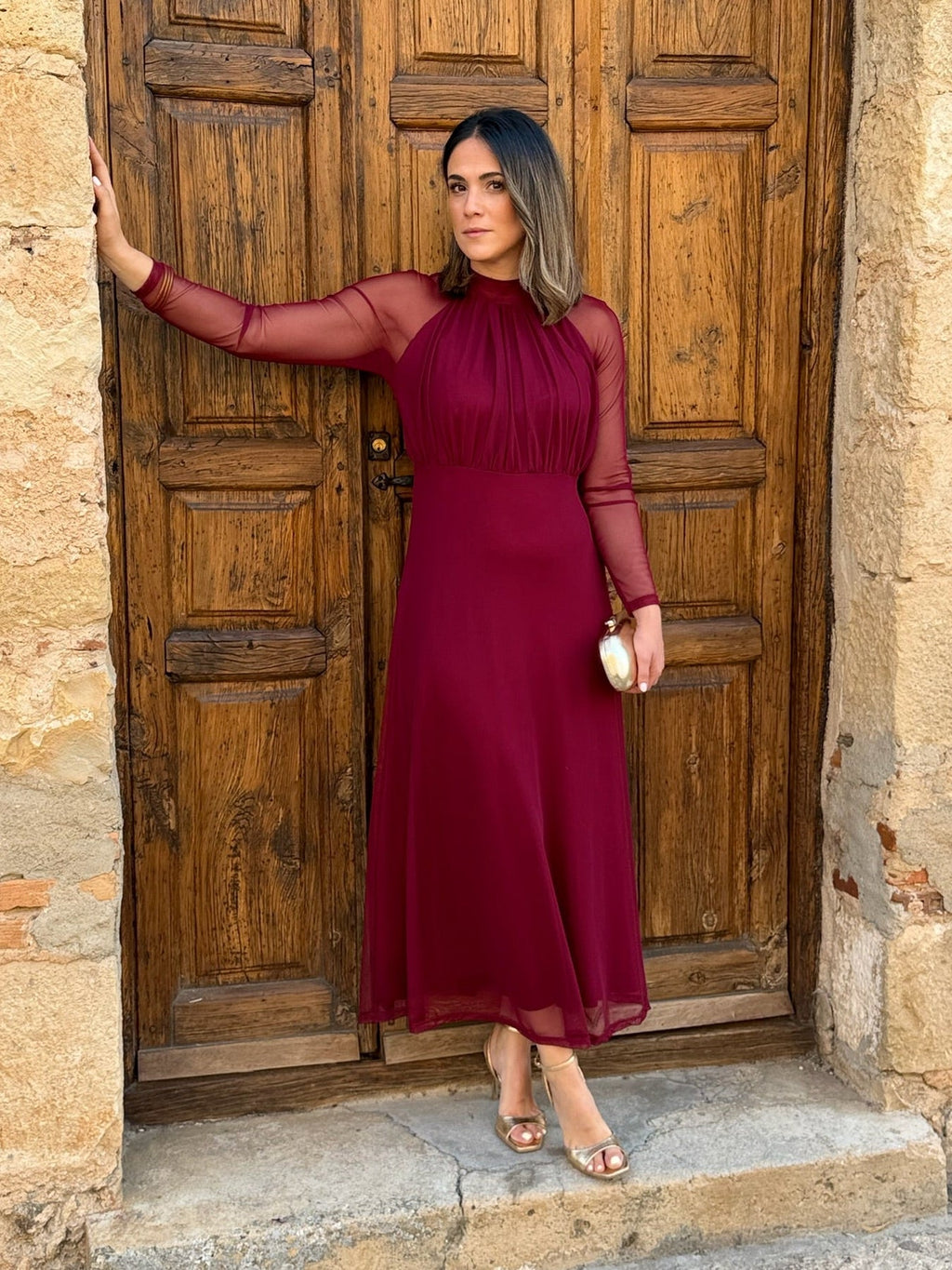 Vestido tul Burdeos | Olivia