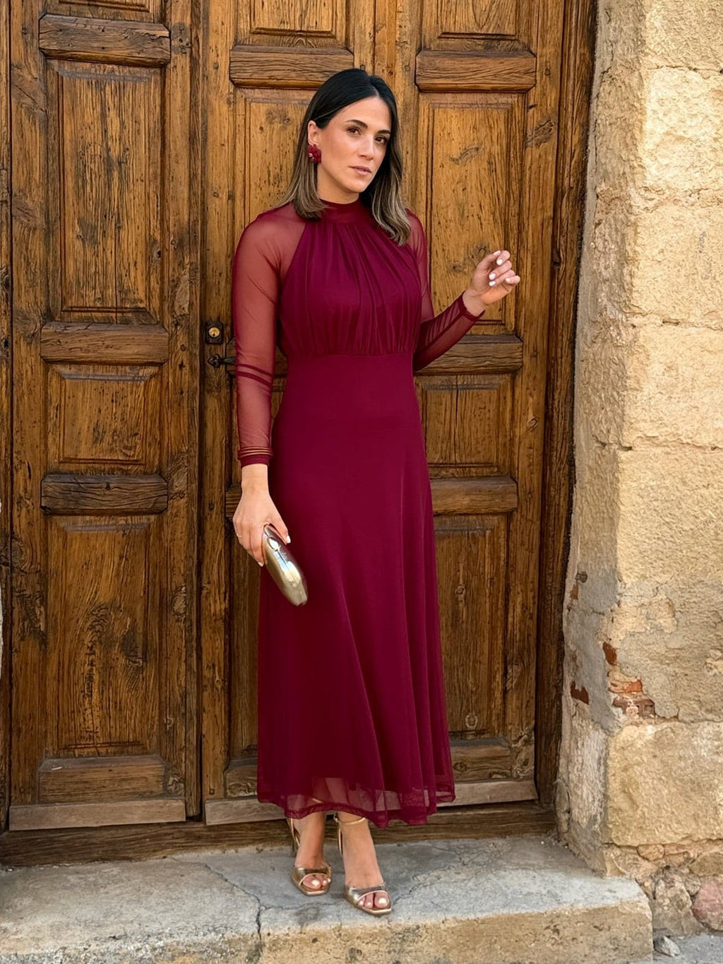 Vestido tul Burdeos | Olivia