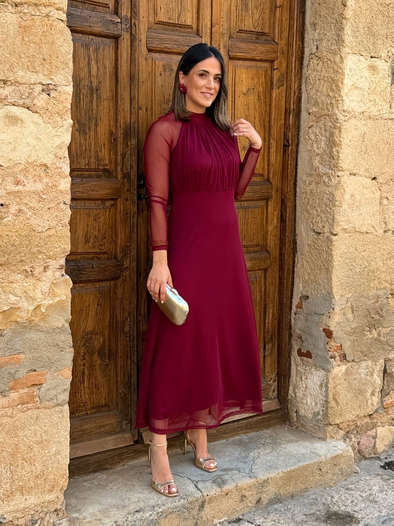 Vestido tul Burdeos | Olivia