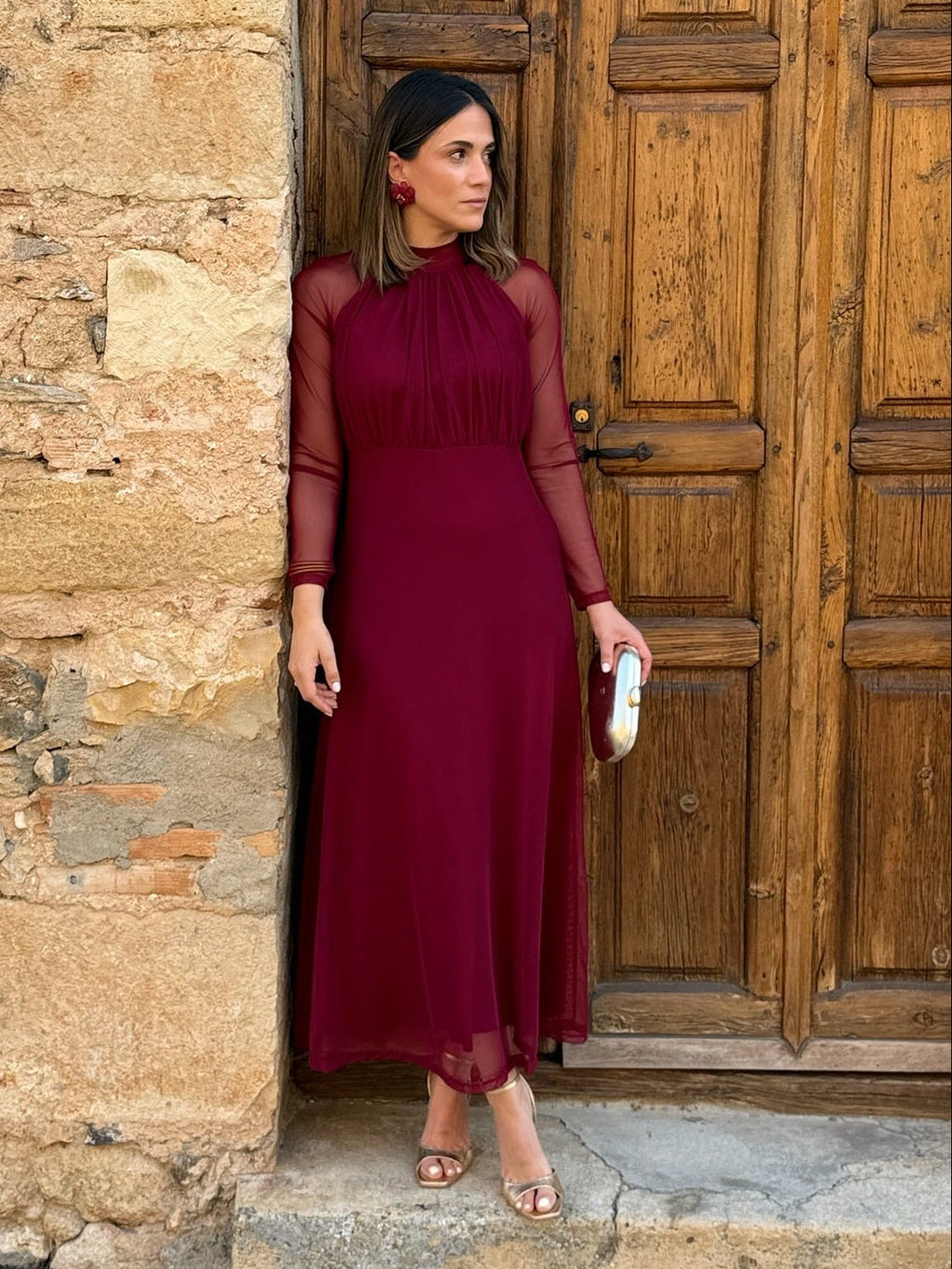 Vestido tul Burdeos | Olivia