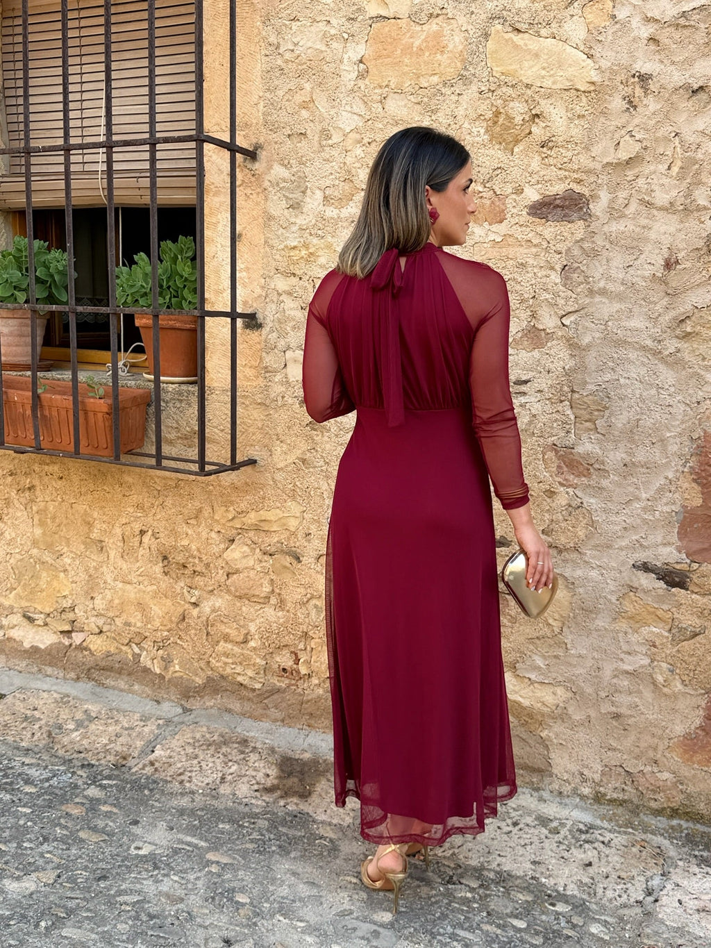 Vestido tul Burdeos | Olivia