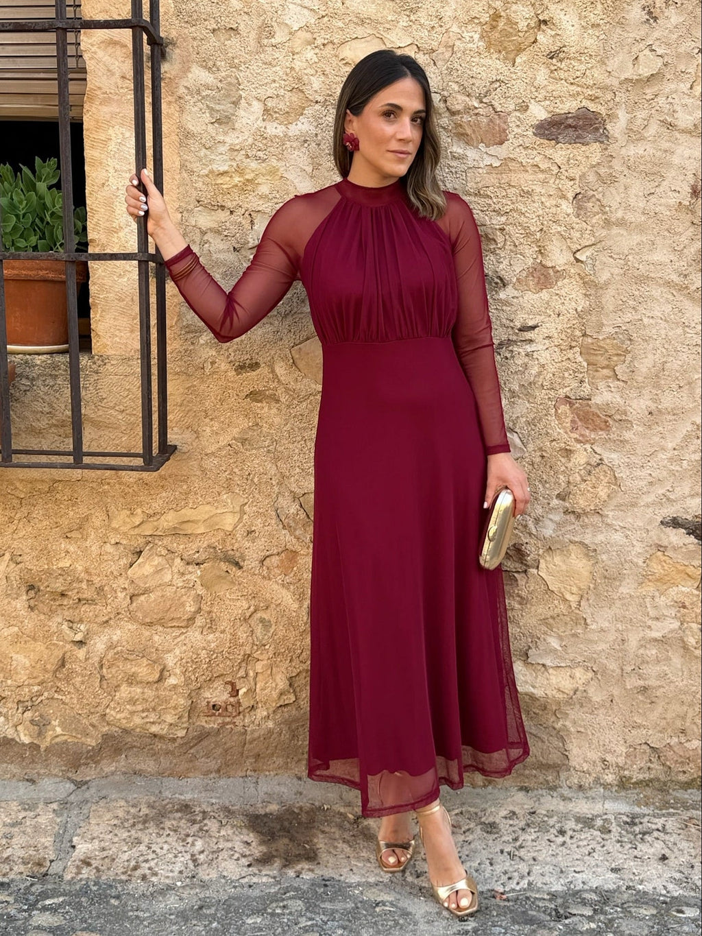 Vestido tul Burdeos | Olivia