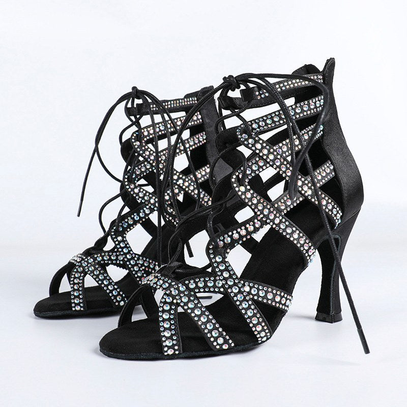 Stivali da ballo personalizzati con strass per le donne scarpe da ballo jazz salsa danza