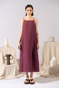 Vestito Aria in canapa cotone con fodera e tasche- Amaranto