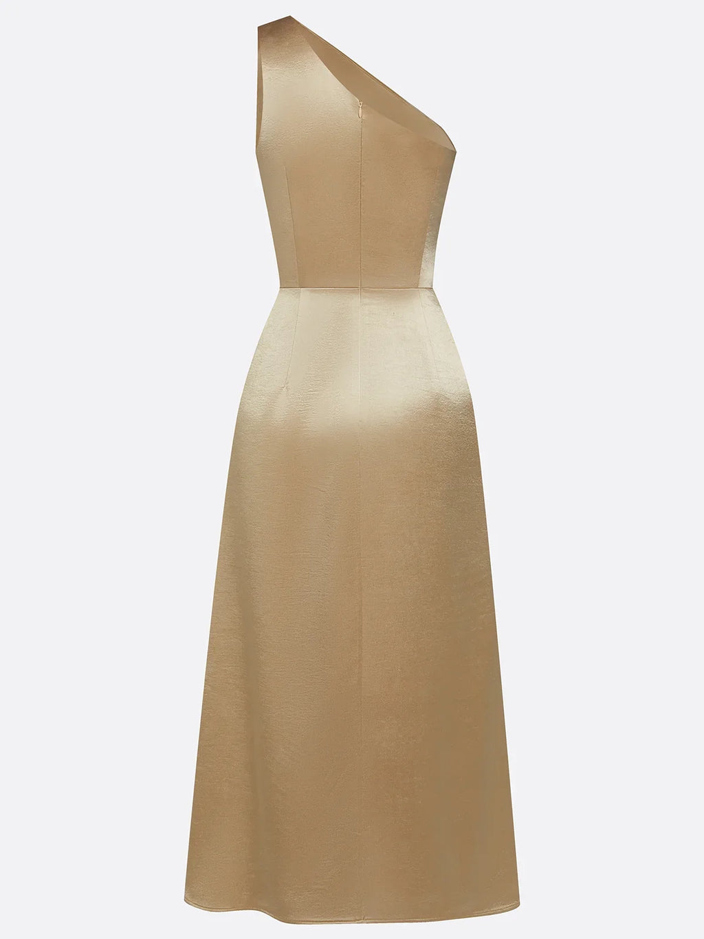 Satin One-Shoulder Ruched Wedding Guest Midi Dress