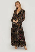 Bowman Deep V Maxi Dress | Black Multi