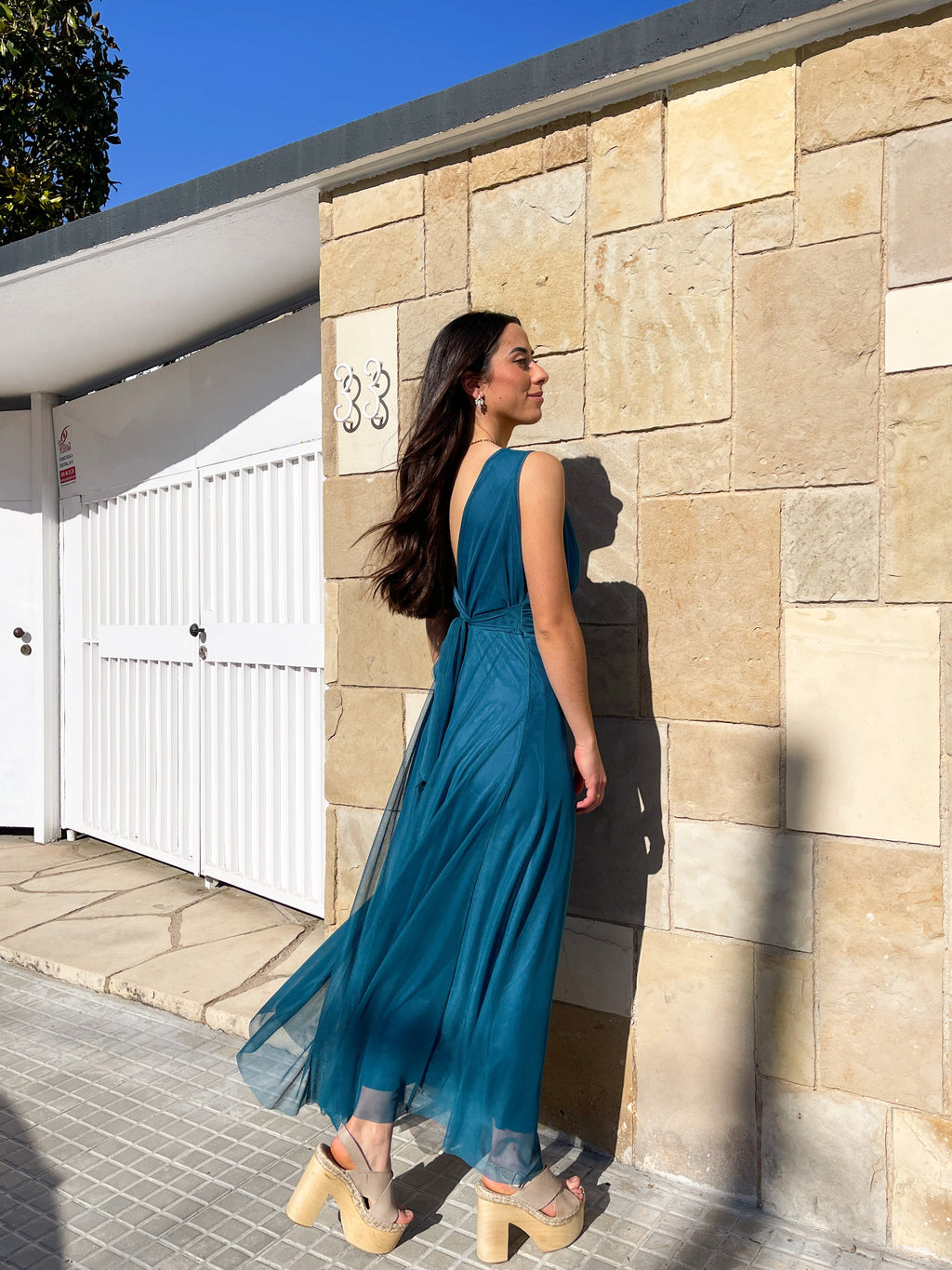 Vestido tulle pico pursia