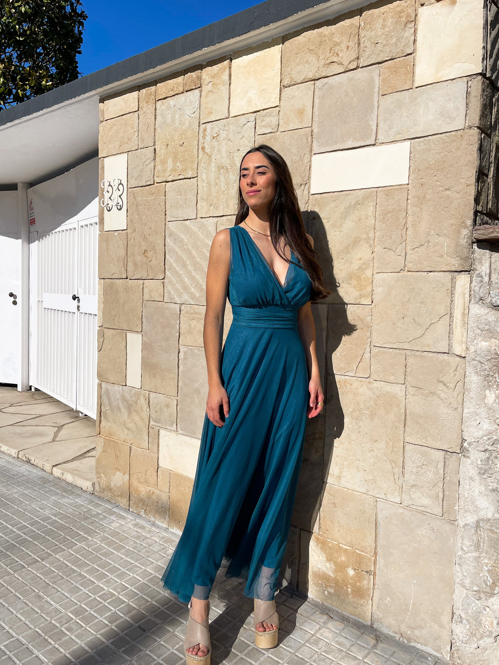 Vestido tulle pico pursia