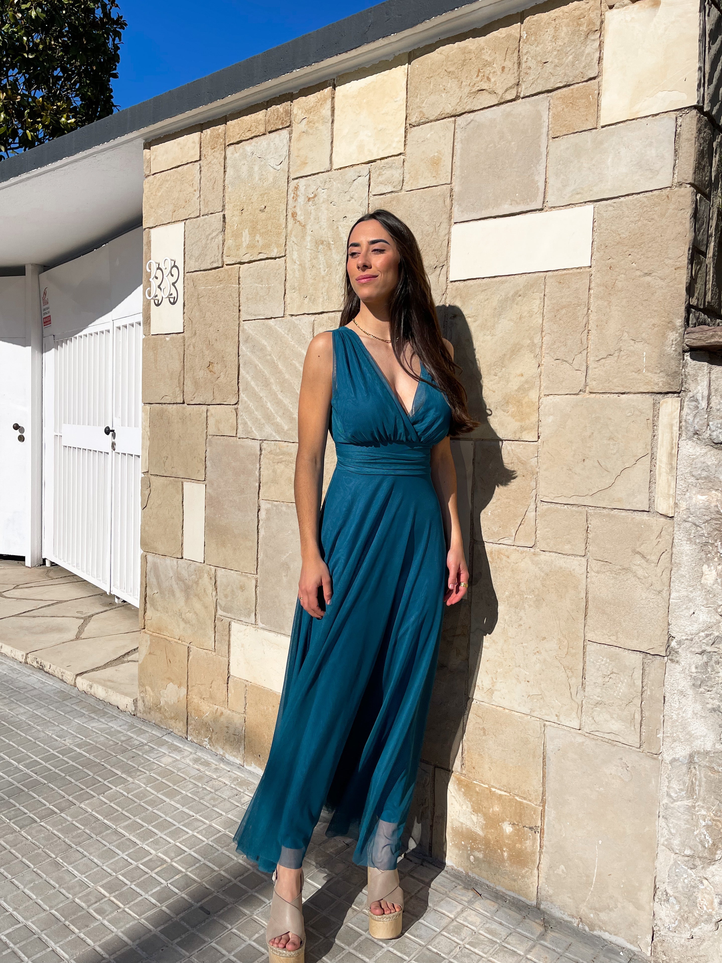 Vestido tulle pico pursia