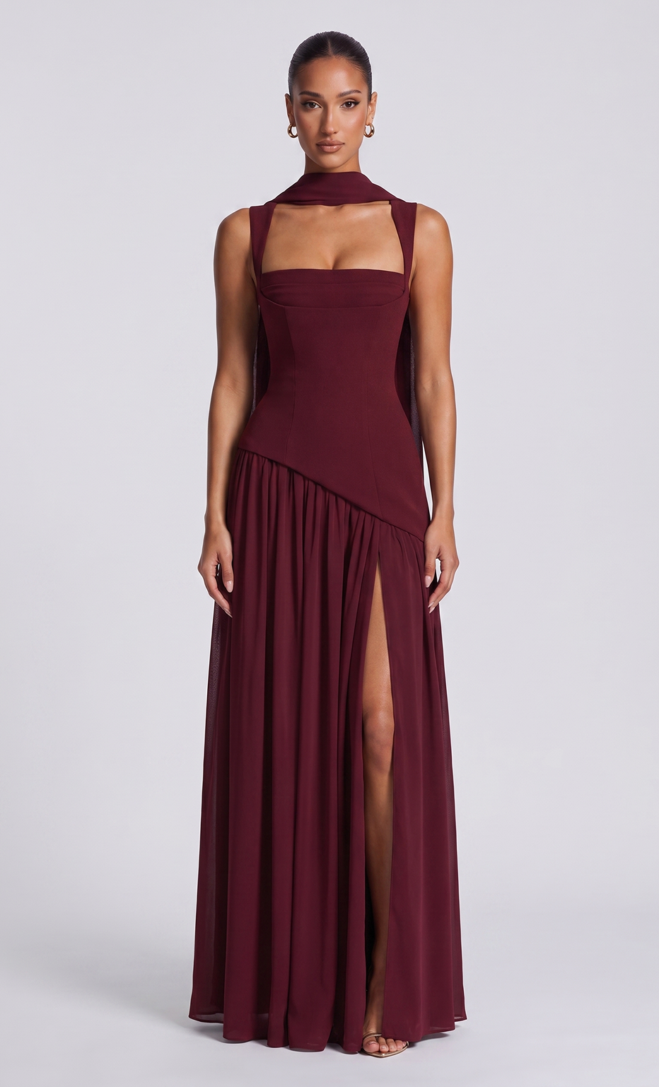 VIOLETA | VESTIDO LARGO BURDEOS